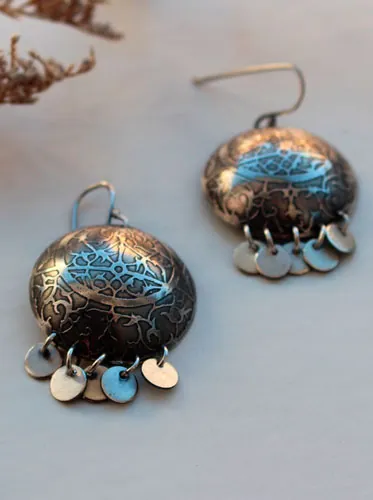 Astrolabio, aretes astronomía en plata
