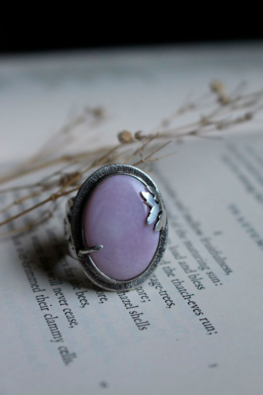 At the dawn of spring, renewal season ring in silver and pink opal