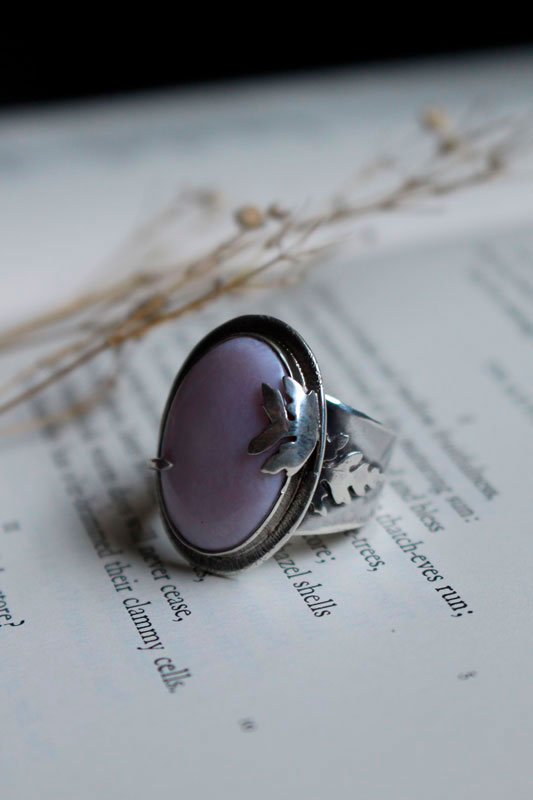 At the dawn of spring, renewal season ring in silver and pink opal