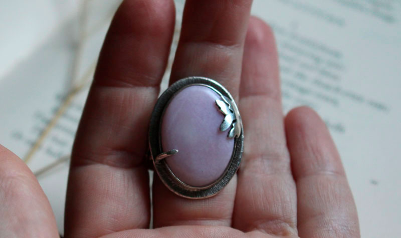 At the dawn of spring, renewal season ring in silver and pink opal
