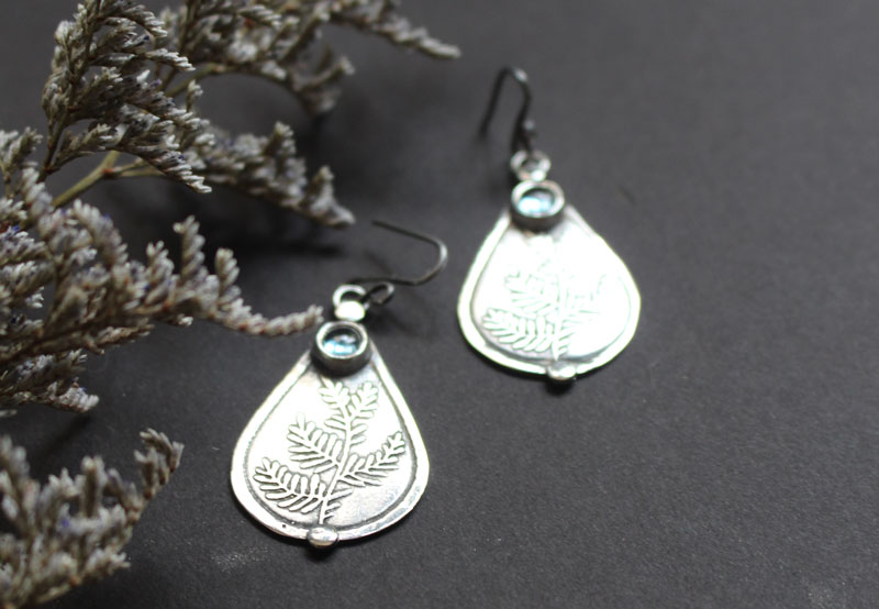 Athena’s olive tree, Greek peace and wisdom earrings in silver and zircon