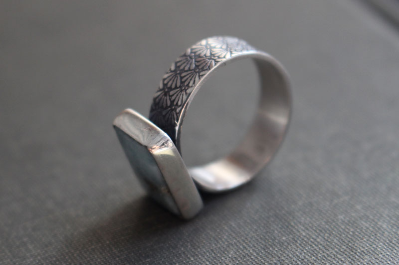 Atlántida, anillo leyenda griega en plata y larimar