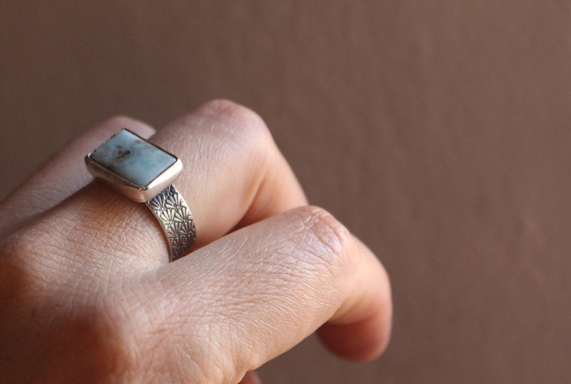 Atlántida, anillo leyenda griega en plata y larimar