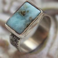 Atlántida, anillo leyenda griega en plata y larimar