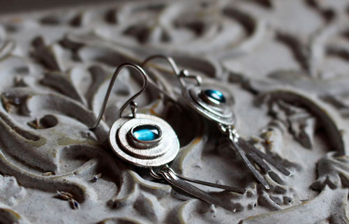 Azul cielo, aretes celestes en plata y aguamarina