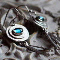 Azul cielo, aretes celestes en plata y aguamarina