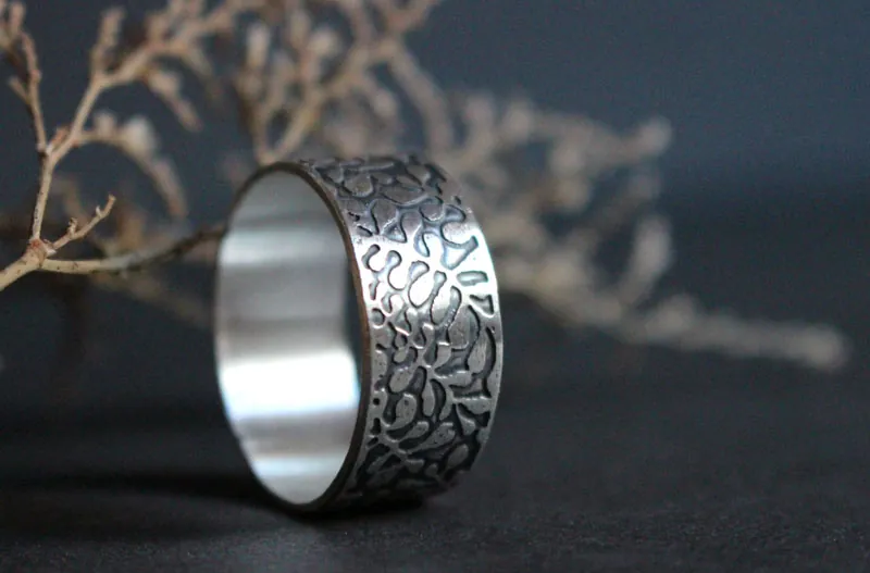 Ballet acuático, anillo de alga marina en plata