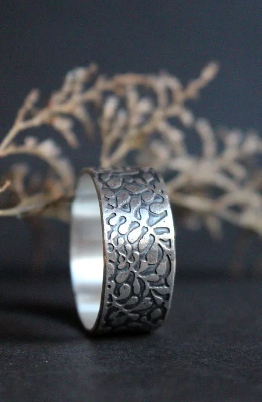 Ballet acuático, anillo de alga marina en plata