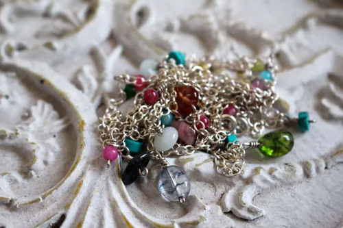 Berlingot, collar, tobillera y pulsera dulzura en plata, turquesa, amazonita, jade, cuarzo, turmalina rosa y turmalina verde