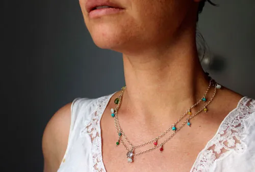 Berlingot, collar, tobillera y pulsera dulzura en plata, turquesa, amazonita, jade, cuarzo, turmalina rosa y turmalina verde