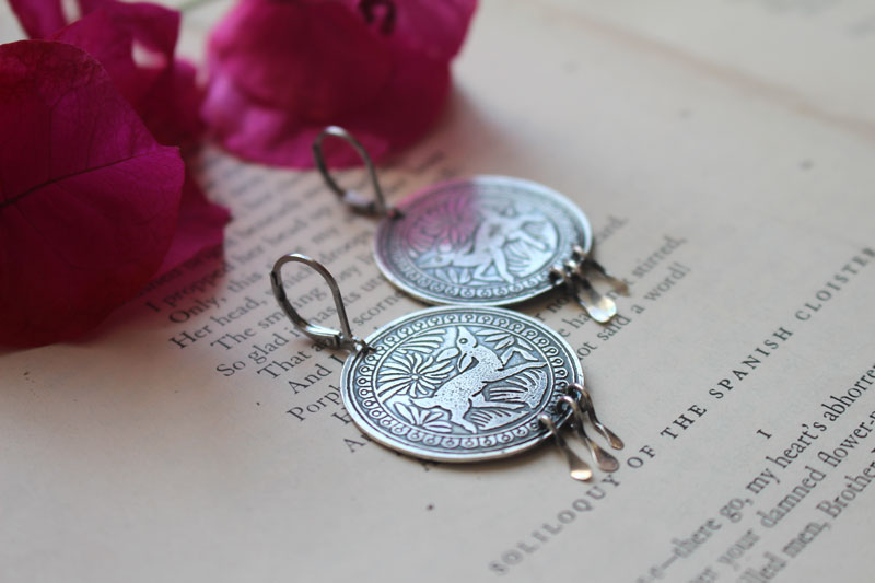 Bidxuin, mexican deer earrings in sterling silver