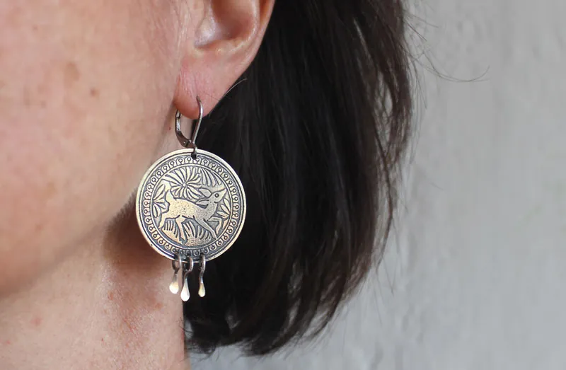 Bidxuin, aretes ciervo mexicano en plata