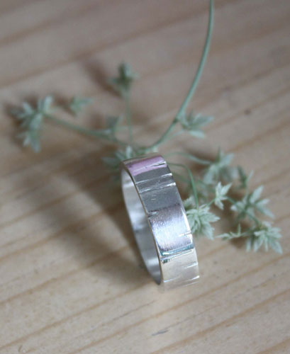 Birch, wisdom tree ring in sterling silver