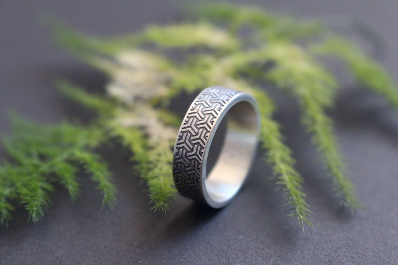 Bishamon Kikkou, anillo escama de tortuga japonesa en plata