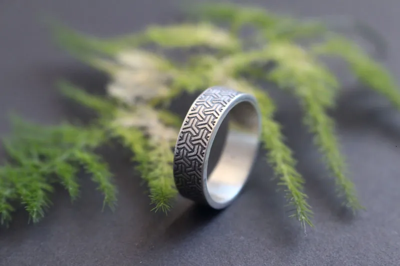 Bishamon Kikkou, anillo escama de tortuga japonesa en plata