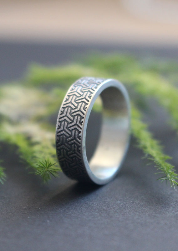 Bishamon Kikkou, anillo escama de tortuga japonesa en plata
