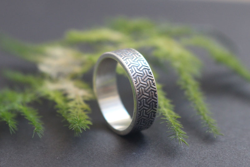 Bishamon Kikkou, anillo escama de tortuga japonesa en plata