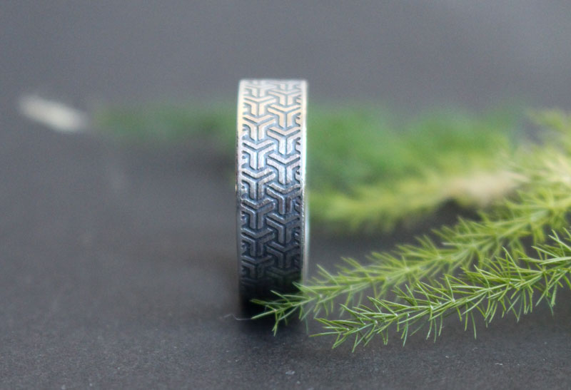 Bishamon Kikkou, anillo escama de tortuga japonesa en plata