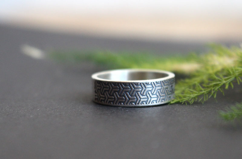 Bishamon Kikkou, anillo escama de tortuga japonesa en plata