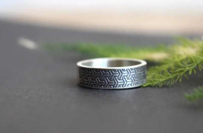 Bishamon Kikkou, anillo escama de tortuga japonesa en plata