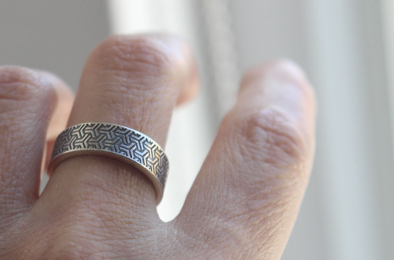 Bishamon Kikkou, anillo escama de tortuga japonesa en plata