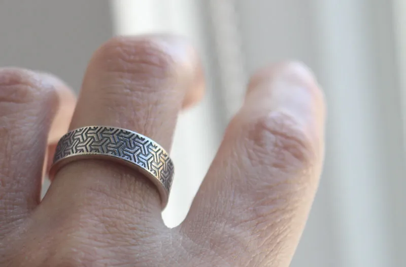 Bishamon Kikkou, anillo escama de tortuga japonesa en plata