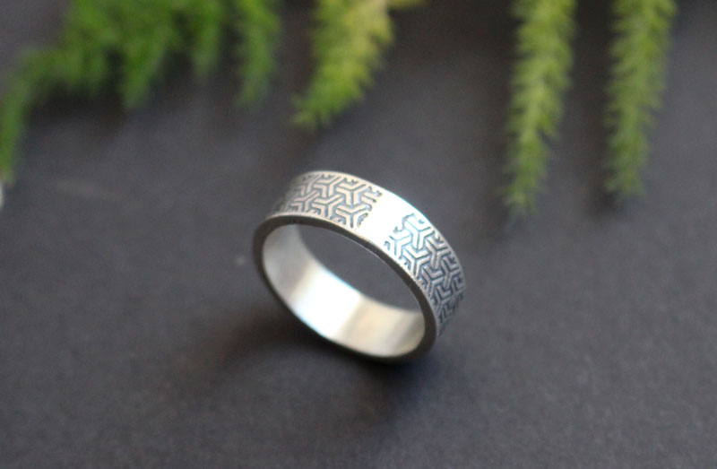 Bishamon Kikkou, anillo escama de tortuga japonesa en plata