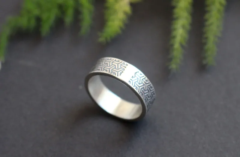 Bishamon Kikkou, anillo escama de tortuga japonesa en plata