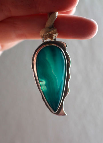 Blue pine, Atlantic coast necklace in silver and blue agate