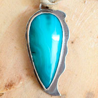 Blue pin, Atlantic coast necklace in silver and blue agate