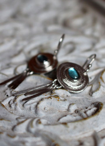 Blue sky, celestial earrings in sterling silver and aquamarine