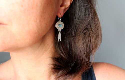 Blue sky, celestial earrings in sterling silver and aquamarine