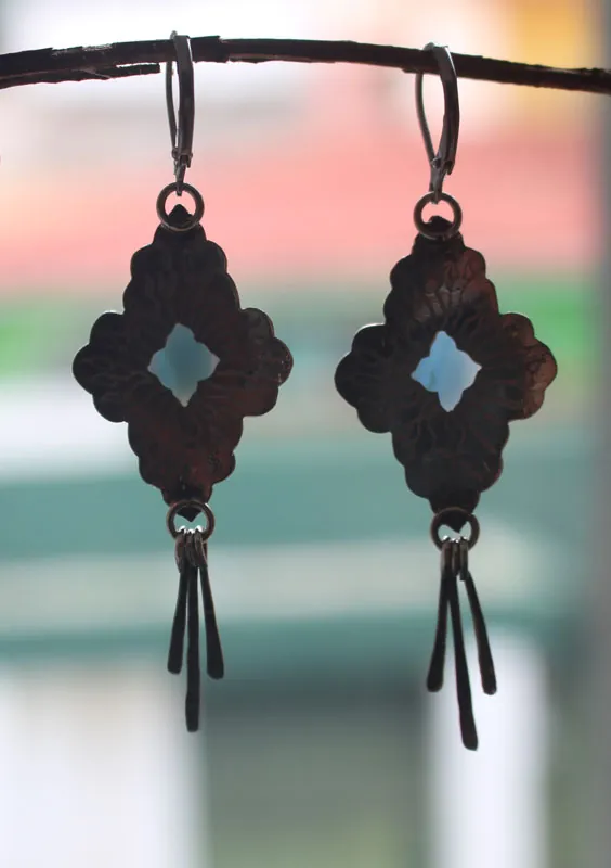 Bohemia, aretes orientales en plata y ágata azul