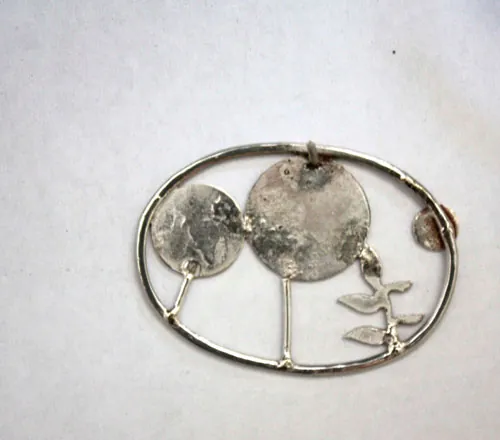 Bosque, broche árbol forestal en plata
