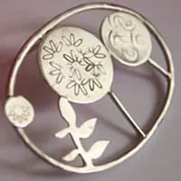 Bosque, broche árbol forestal en plata