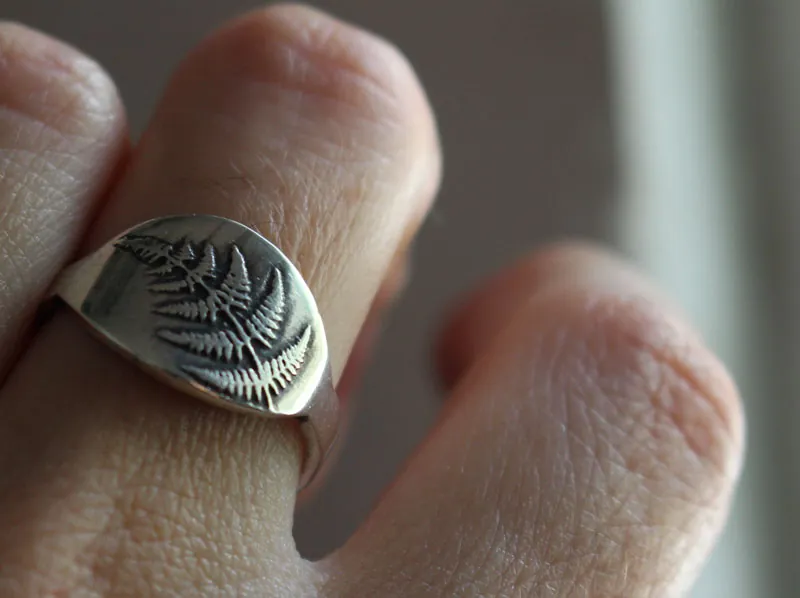 Brote de helecho, anillo naturaleza en plata