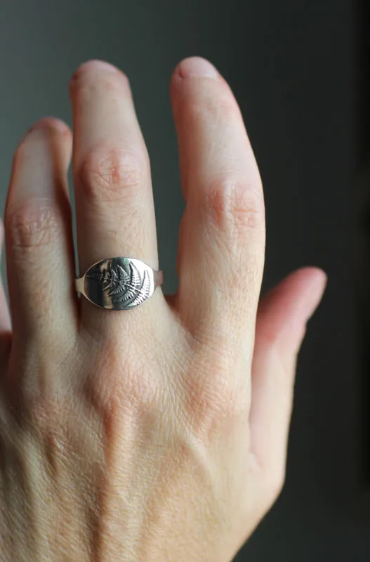 Brote de helecho, anillo naturaleza en plata