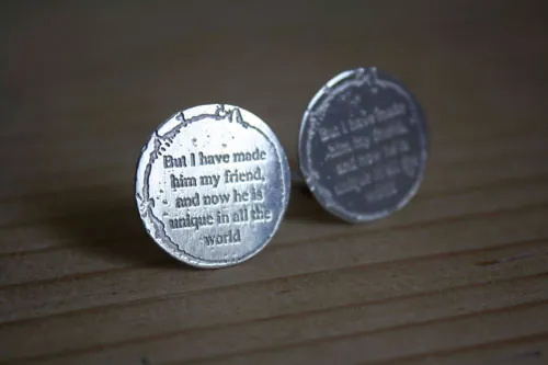 But I have made him my friend, gemelos cita de El Principito en plata