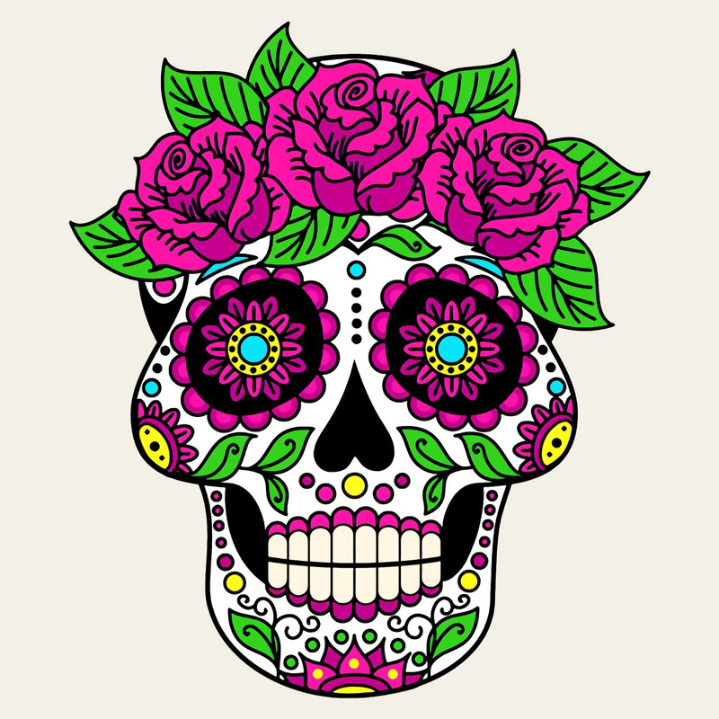 Calaca, Mexican skull earrings in sterling silver