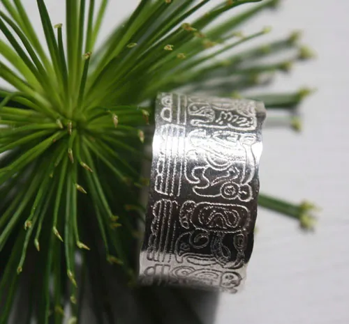Calendario maya, anillo Cuenta Larga del calendario maya personalizado en plata