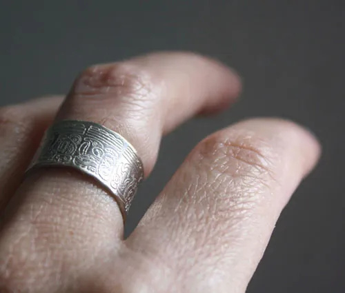 Calendario maya, anillo Cuenta Larga del calendario maya personalizado en plata