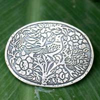 Canto de esperanza, broche ave en plata