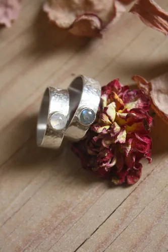 Catch my Soul, anillo de promesa en plata, labradorita y labradorita blanca