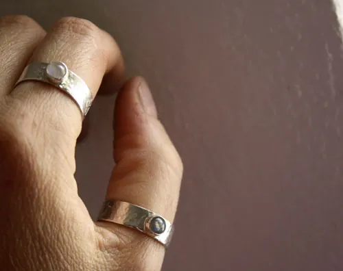 Catch my Soul, anillo de promesa en plata, labradorita y labradorita blanca