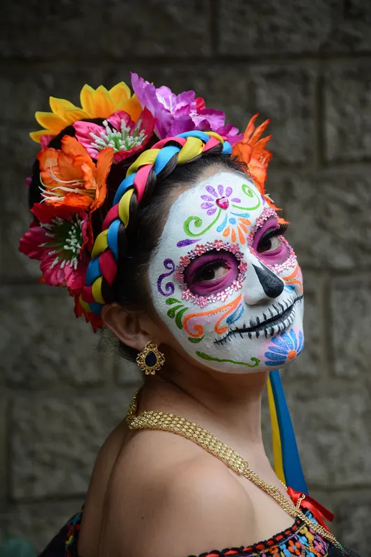 Catrina, aretes cráneo mexicano en plata