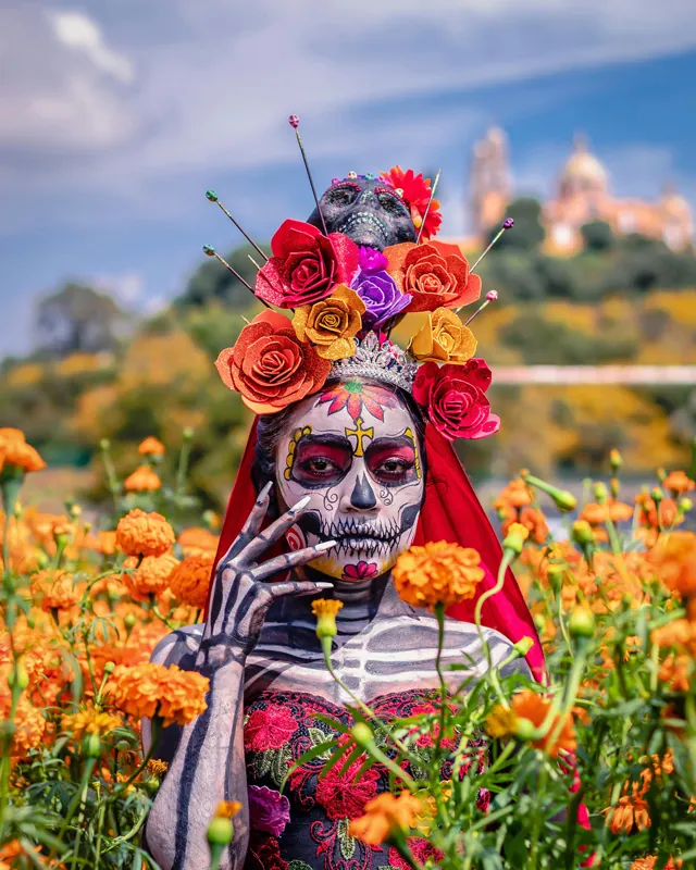 Catrina, aretes cráneo mexicano en plata