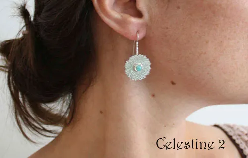 Célestine, aretes mandala indio en plata y turquesa