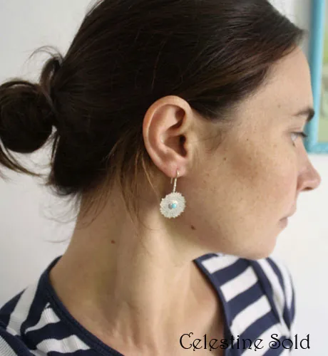 Célestine, aretes mandala indio en plata y turquesa