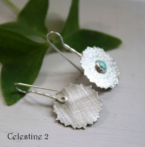 Célestine, aretes mandala indio en plata y turquesa
