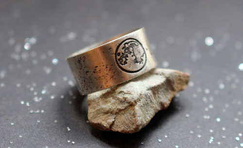 Ciclo lunar, anillo de fase de la luna personalizable en plata
